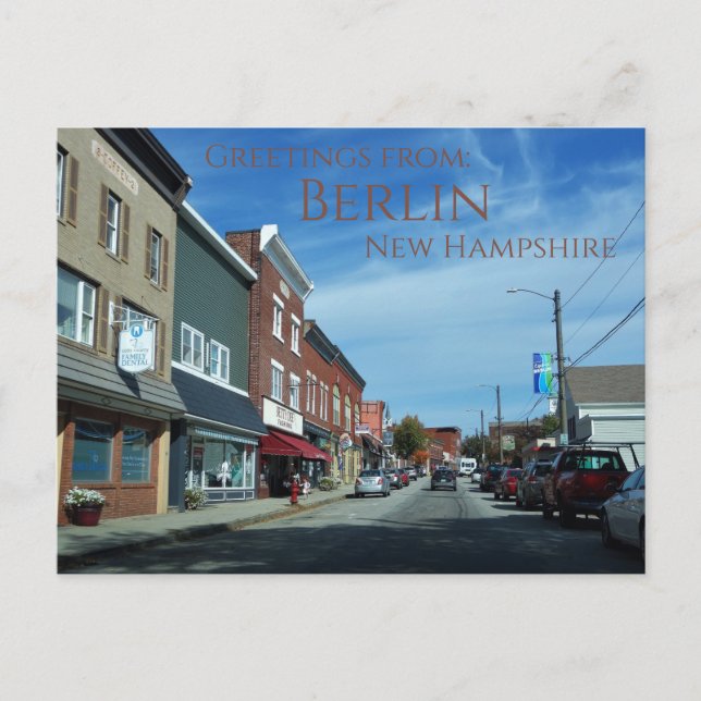 Carte Postale Salutations de Berlin New Hampshire (Devant)