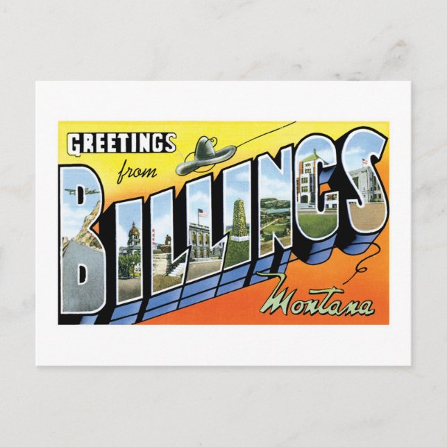 Carte Postale Salutations de Billings, Montana ! (Devant)