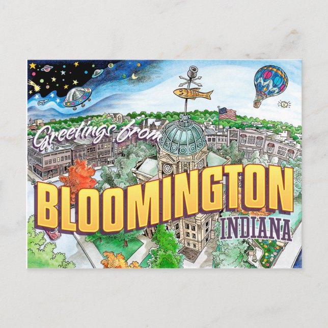 Carte Postale Salutations de Bloomington Indiana (carte postale) (Devant)