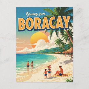 Carte Postale Salutations de Boracay Philippines Vintage
