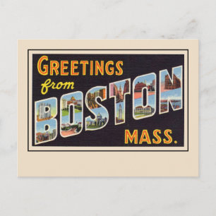 Carte Postale Salutations de Boston, Mass Large Letter Vintage