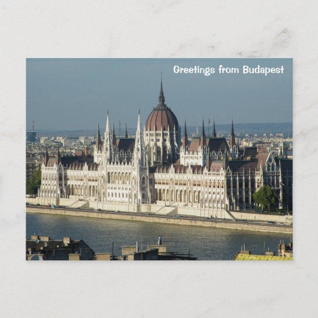 Carte Postale Salutations de Budapest - Parlement de Hongrie (Devant)