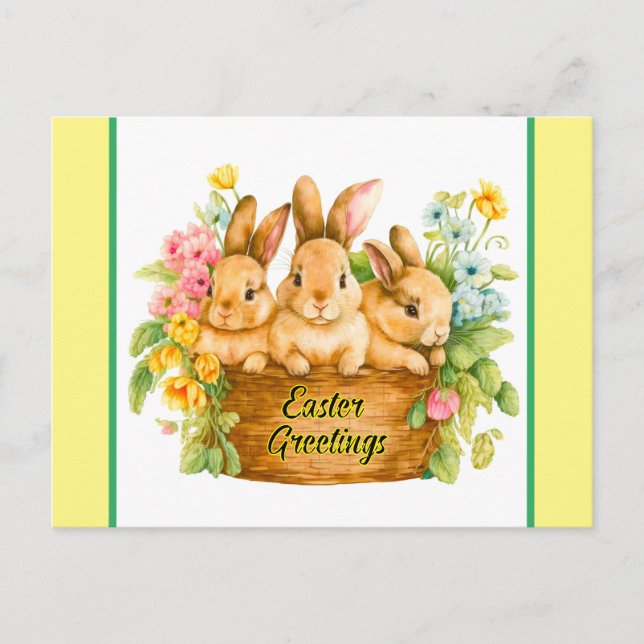 Carte Postale Salutations de Bunny de Pâques (Devant)