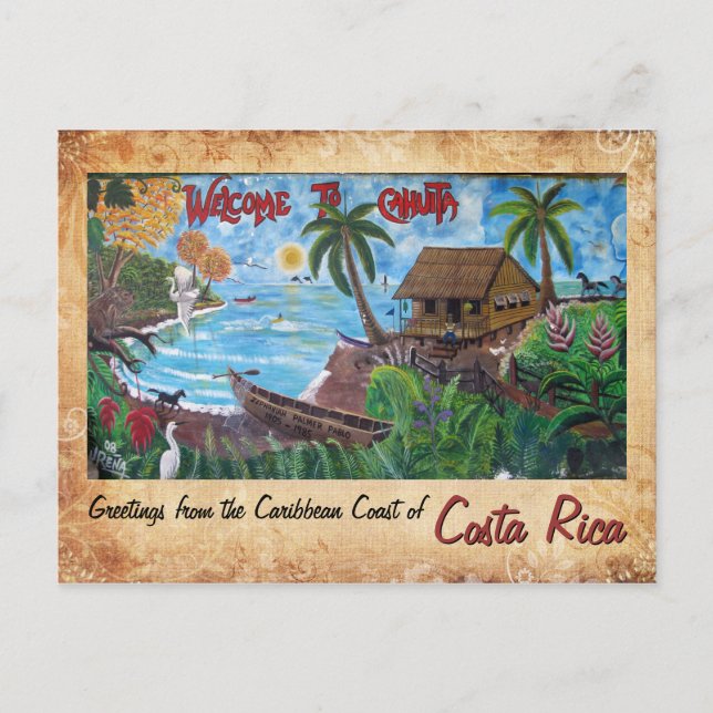 Carte Postale Salutations de Cahuita, Costa Rica (Devant)