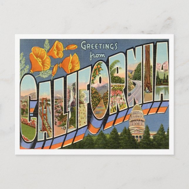 Carte Postale Salutations De Californie Des États-Unis (Devant)