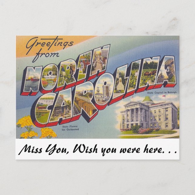 Carte Postale Salutations de Caroline du Nord (Devant)