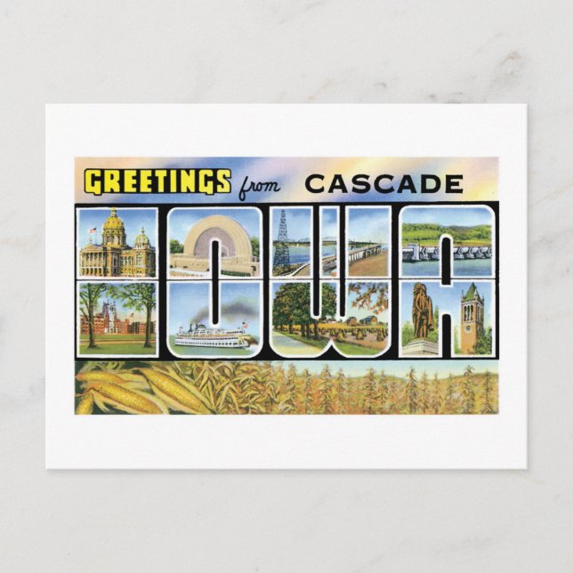 Carte Postale Salutations de Cascade, Iowa ! (Devant)