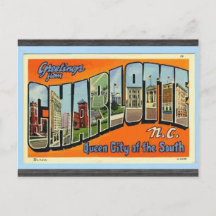 Carte Postale Salutations De Charlotte N.C. , Vintage