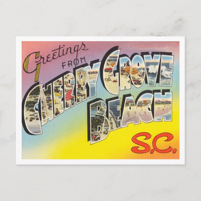 Carte Postale Salutations de Cherry Grove Beach, Caroline du Sud (Devant)