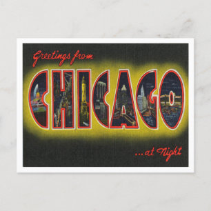 Carte Postale Salutations de Chicago à Night, Illinois