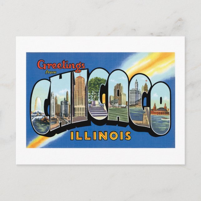 Carte Postale Salutations de Chicago, Illinois ! (Devant)
