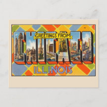 Salutations de Chicago, Illinois Coloré Vintage