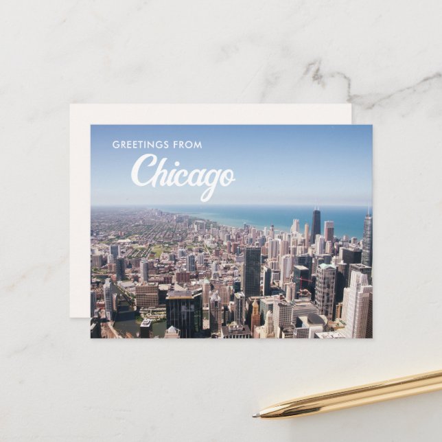 Carte Postale Salutations de Chicago Postcard (Devant/Arrière en situation)