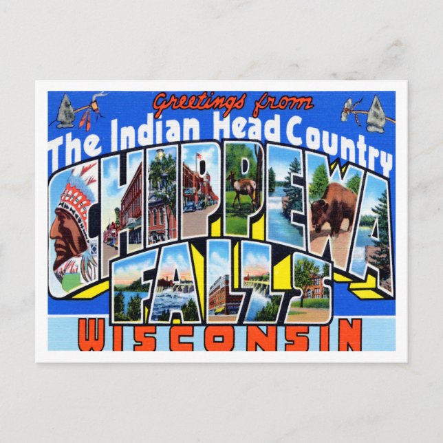 Carte Postale Salutations de Chippewa Falls, Wisconsin Travel (Devant)