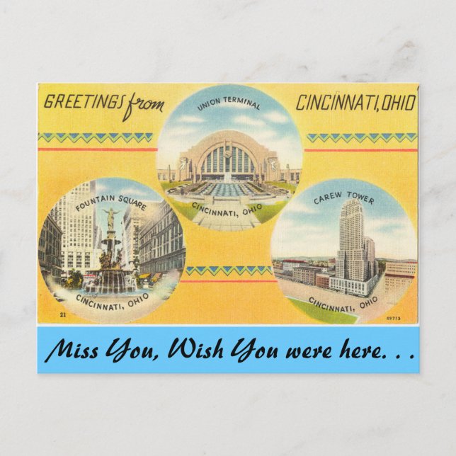 Carte Postale Salutations de Cincinnati (Devant)