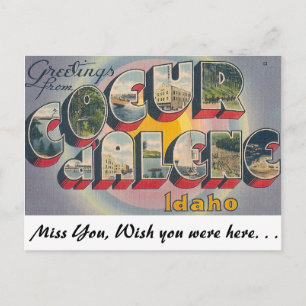 Carte Postale Salutations de Coeur d'Alene, Idaho