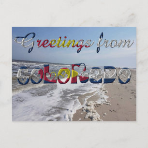 Carte Postale Salutations de Colorado State Flag Hearts USA