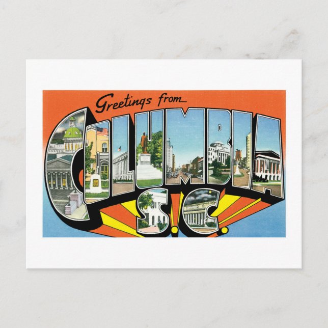 Carte Postale Salutations de Columbia, Caroline du Sud ! (Devant)