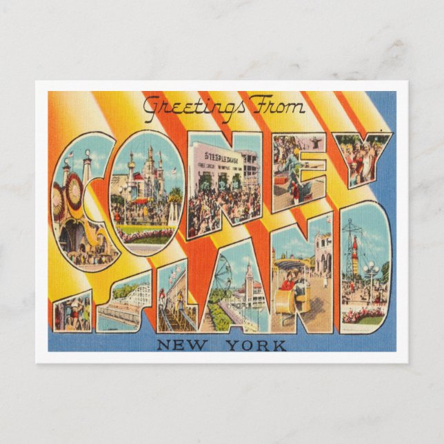 Carte Postale Salutations de Coney Island, New York Travel (Devant)
