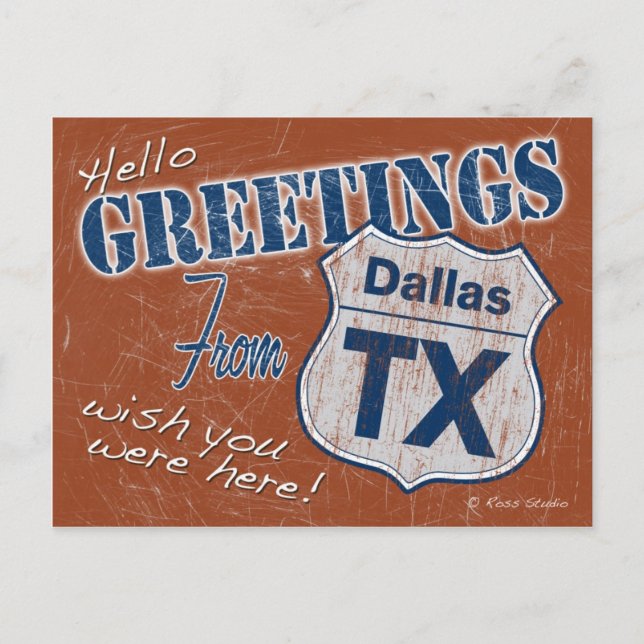 Carte Postale Salutations de Dallas Texas Postcard (Devant)