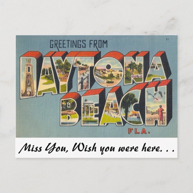 Carte Postale Salutations de Daytona Beach, Floride (Devant)