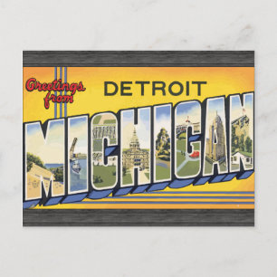 Carte Postale Salutations De Detroit Michigan, Vintage