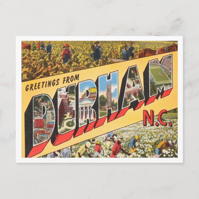 Carte Postale Salutations de Durham, Caroline du Nord Voyage (Devant)