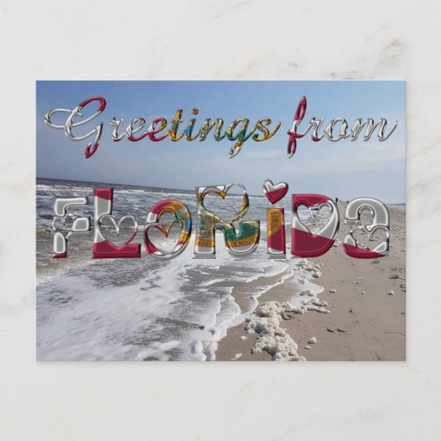Carte Postale Salutations de Florida State Flag Hearts USA (Devant)