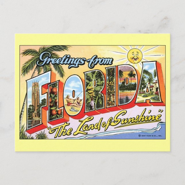 Carte Postale Salutations de Floride (Devant)