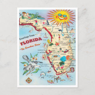 Carte Postale Salutations de Floride, Sunshine State Travel