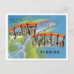 Carte Postale Salutations de Fort Myers, Vintage voyage de Flori