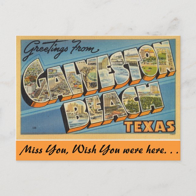 Carte Postale Salutations de Galveston Beach (Devant)