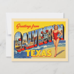 Carte Postale Salutations de Galveston Texas Vintage
