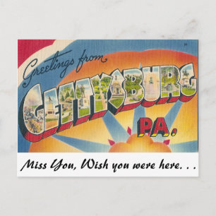 Carte Postale Salutations de Gettysburg, Pennsylvanie
