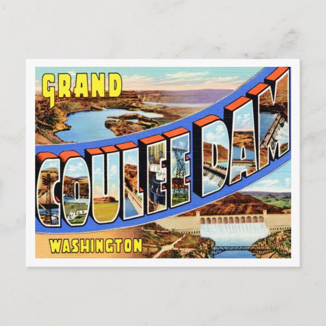 Carte Postale Salutations de Grand Coulee Dam, Washington Travel (Devant)