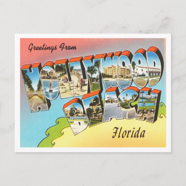 Carte Postale Salutations de Hollywood Beach, Floride Travel (Devant)