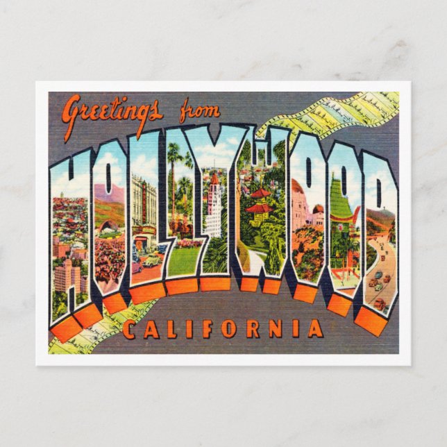 Carte Postale Salutations de Hollywood, Californie Travel (Devant)