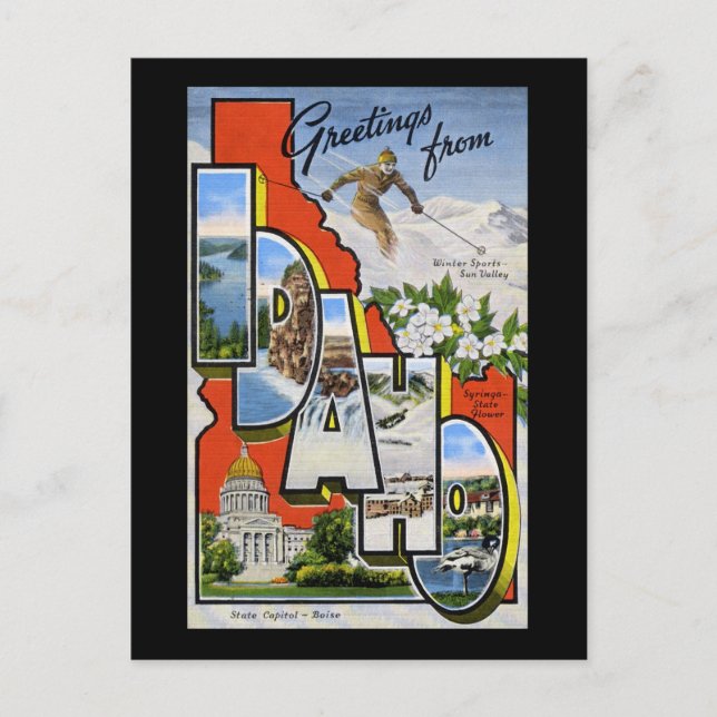 Carte Postale Salutations de Idaho (Devant)