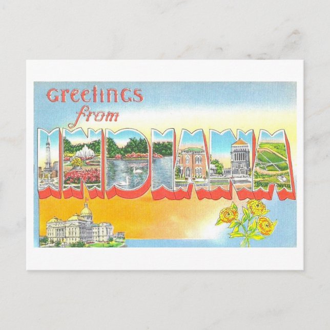 Carte Postale Salutations de Indiana Vintage (Devant)