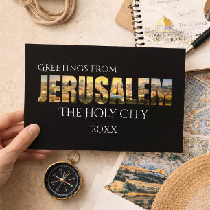 Carte Postale Salutations de Jérusalem Ville Sainte Voyage Vinta