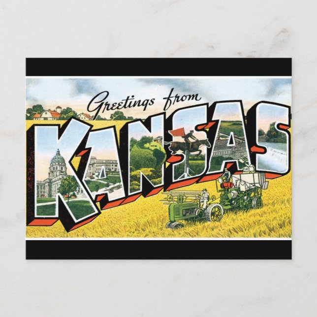 Carte Postale Salutations de Kansas Postcard (Devant)