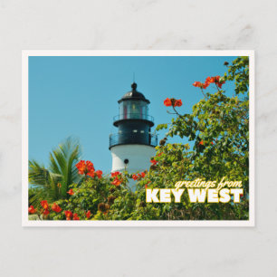 Carte Postale Salutations de Key West Floride Phare Rétro