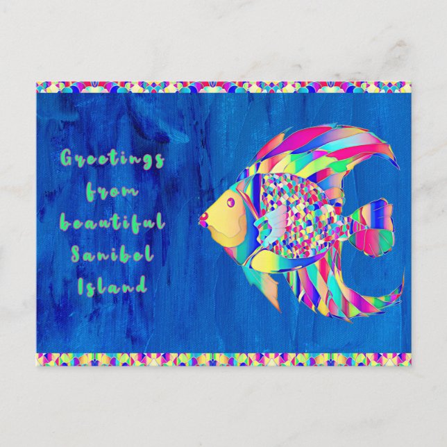 Carte Postale Salutations de la belle île de Sanibel Fancy Fish (Devant)