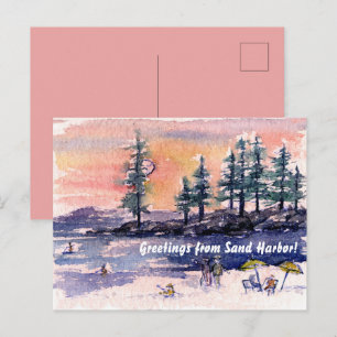 Carte Postale Salutations de la plage de Sand Harbor au coucher