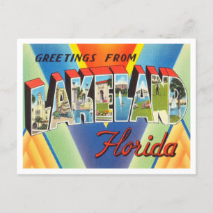 Carte Postale Salutations de Lakeland, Vintage voyage de Floride
