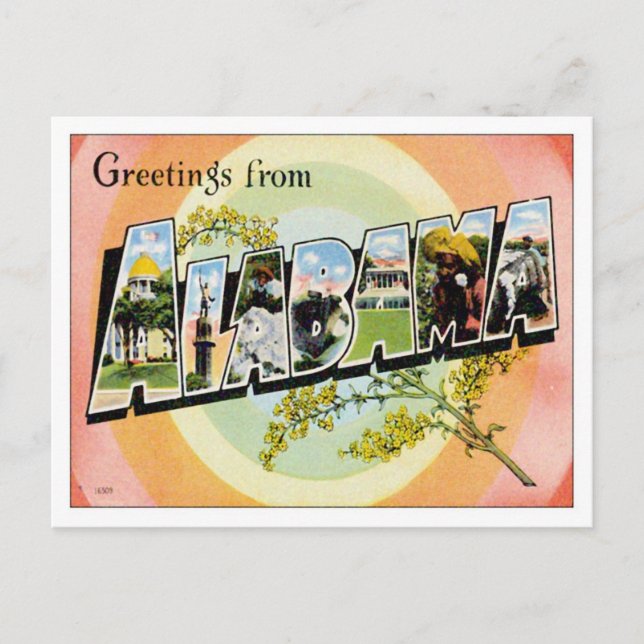 Carte Postale Salutations De L'Alabama (Devant)