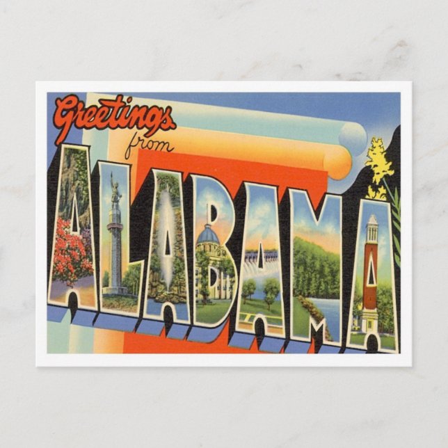 Carte Postale Salutations De L'Alabama (Devant)