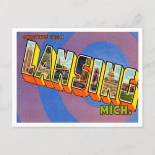 Carte Postale Salutations de Lansing, Vintage voyage du Michigan