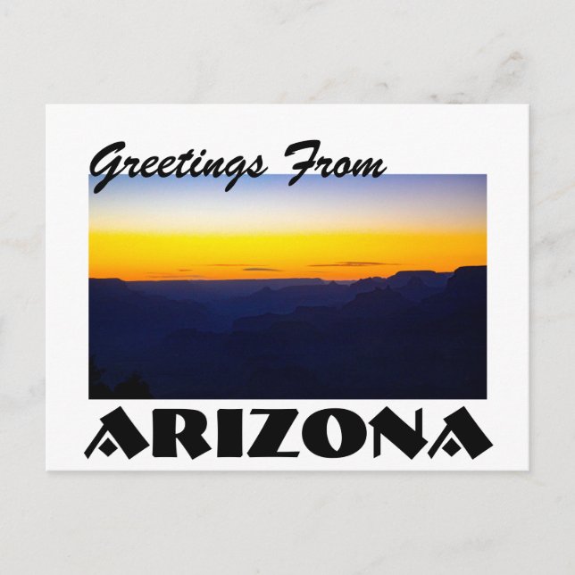 Carte Postale Salutations de l'Arizona Grand Canyon Sunset (Devant)