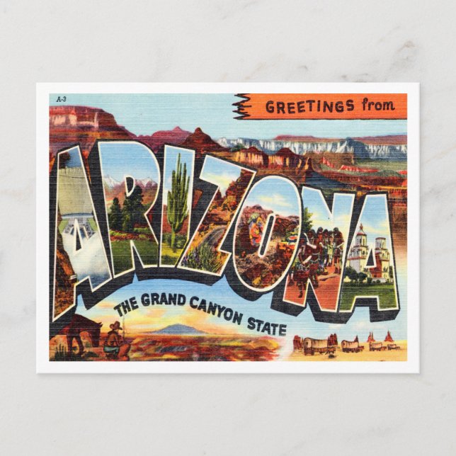Carte Postale Salutations de l'Arizona, The Grand Canyon State (Devant)